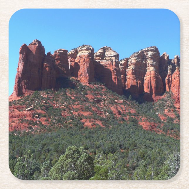 Coffee Pot Rock II in Sedona Arizona Square Paper Coaster (Front)