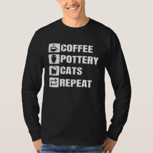 Coffee Pottery Cats Repeat Ceramic Pottery Ceramic T-Shirt