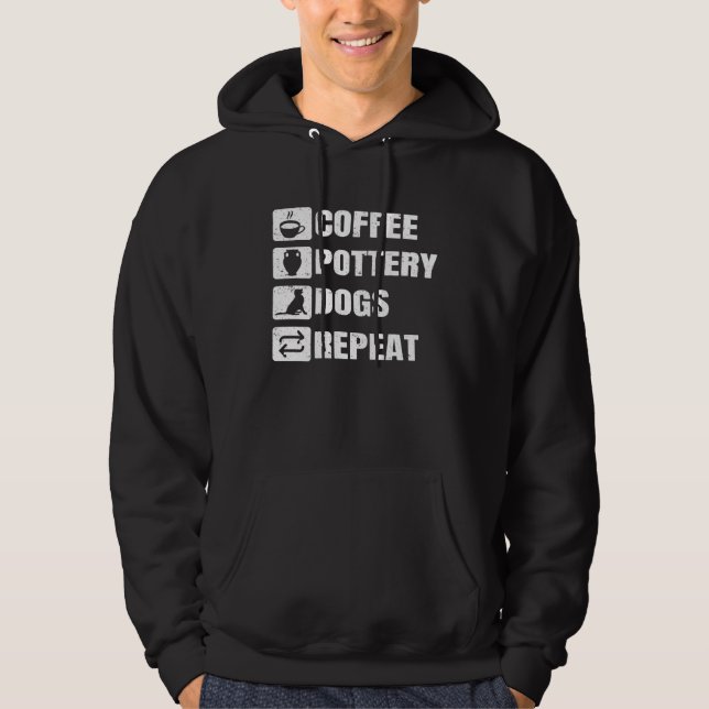 Coffee Pottery Dogs Repeat Ceramic Pottery Ceramic Hoodie (Front)