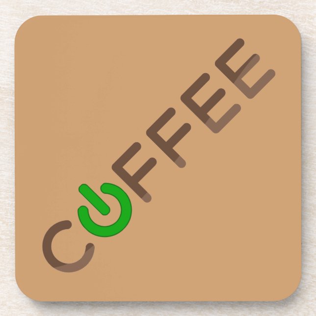 Coffee Power (Green) Beverage Coaster (Front)