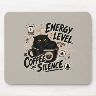 Coffee Powered Black Cat Mouse Pad