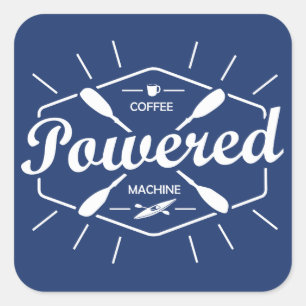Coffee Powered Machine Kayak Square Sticker