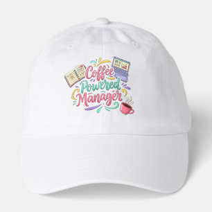 Coffee Powered Manager Funny Office Typography Hat