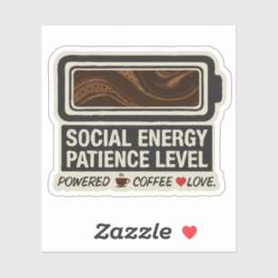  Coffee Powered Social Battery   Funny Energy Leve Sticker