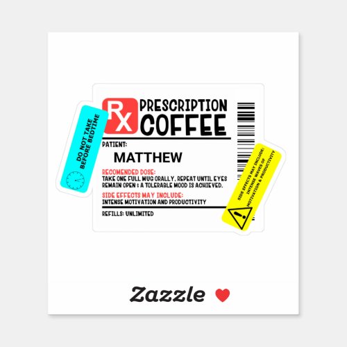 Coffee Prescription with Warning labels Funny