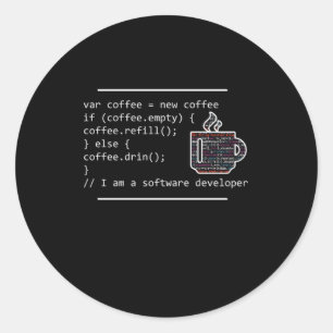 Coffee Programming Programmer Coder Developer Gift Classic Round Sticker