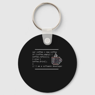 Coffee Programming Programmer Coder Developer Gift Keychain