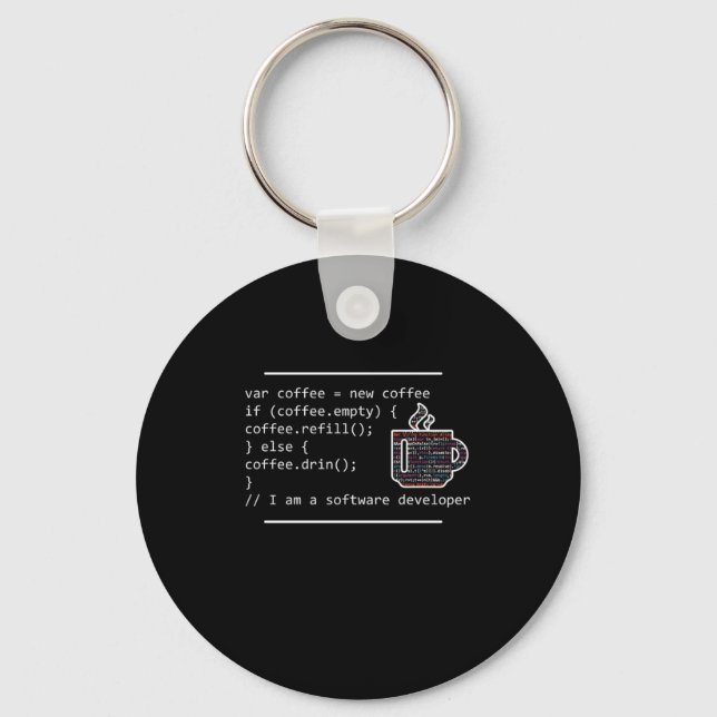 Coffee Programming Programmer Coder Developer Gift Keychain (Front)