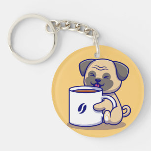 Coffee Pug Keychain