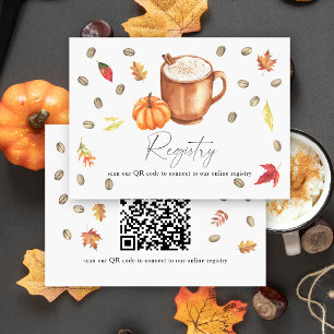 Coffee pumpkin bridal shower QR code for registry Enclosure Card