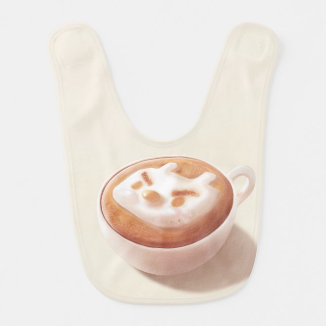 Coffee Pun: Iron T Foaming With Feelings Art Baby Bib (Front)
