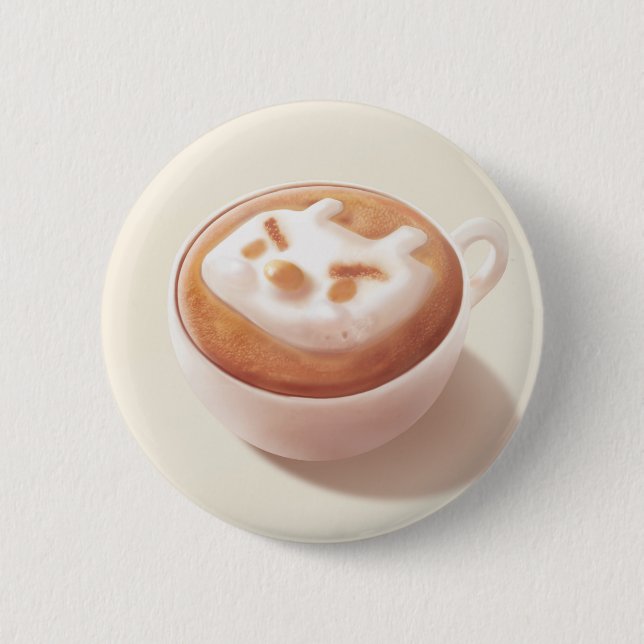 Coffee Pun: Iron T Foaming With Feelings Art Button (Front)