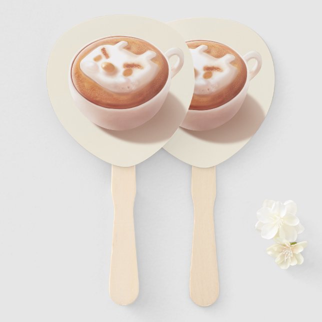 Coffee Pun: Iron T Foaming With Feelings Art Hand Fan (Front and Back)