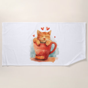 Coffee Purrfection Beach Towel