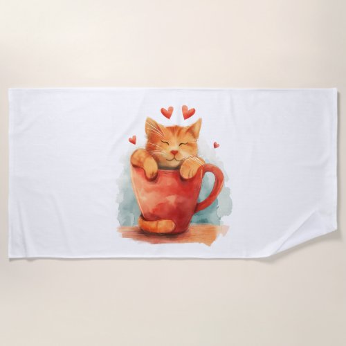 Coffee Purrfection Beach Towel