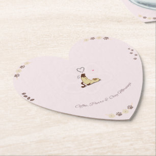 Coffee, Purrs & Cozy Mornings Heart Coaster