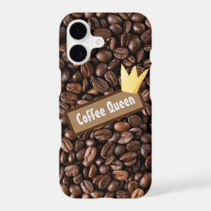 Coffee Queen Typography Gold Crown iPhone 17 Case