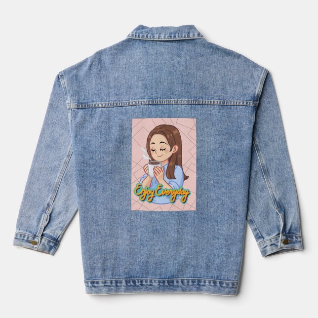  coffee quote  denim jacket (Back)