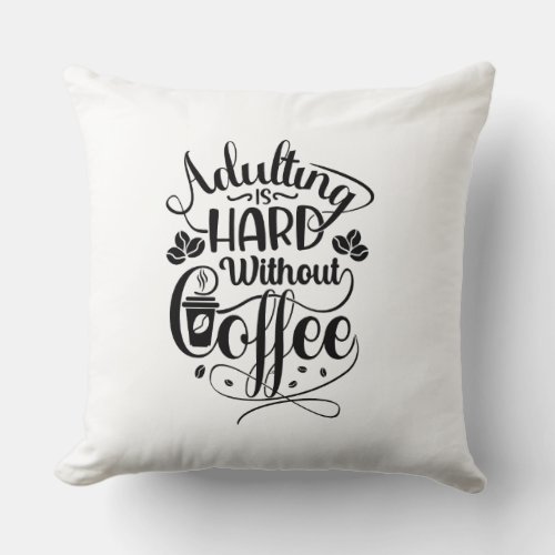 Coffee Quote Element Design Vector Throw Pillow