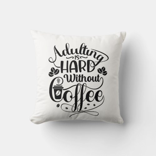 Coffee Quote Element Design Vector Throw Pillow