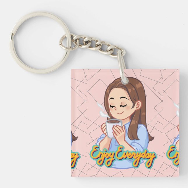  coffee quote  keychain (Front)