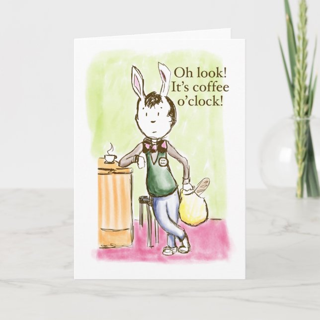 Coffee Rabbit Letterpress Thank You Card (Front)