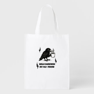 Coffee Raven – Hello Darkness My Old Friend Grocery Bag