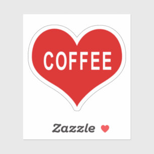 COFFEE Red Love Heart Vinyl Sticker