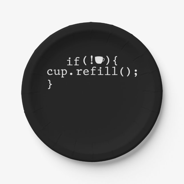 Coffee Refill Smart Coding Software Engineer Paper Plates (Front)