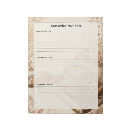Coffee & Reflection Page (Customizable Titles) Notepad