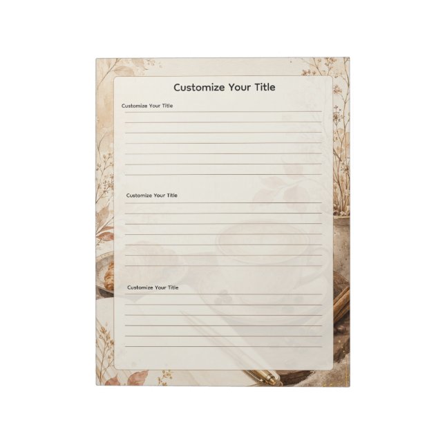 Coffee & Reflection Page (Customizable Titles) Notepad (Rotated)