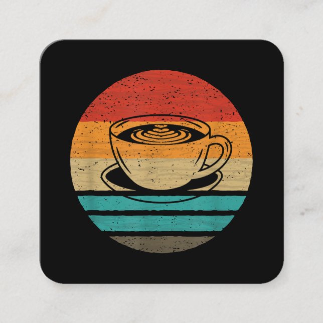 Coffee Retro Style Vintage Square Business Card (Front)