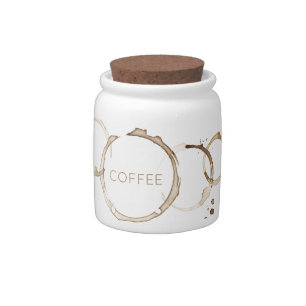 COFFEE Rings Brown White Kitchen Jar Fun