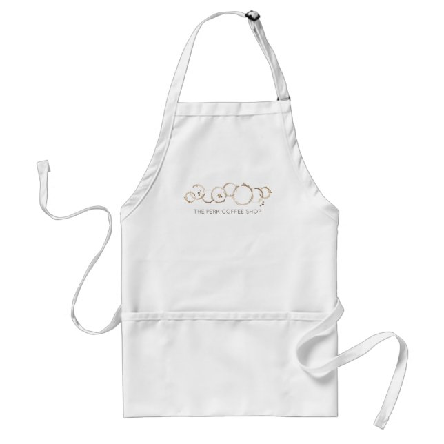 COFFEE Rings Shop NAME Brown White Employee Fun Adult Apron (Front)