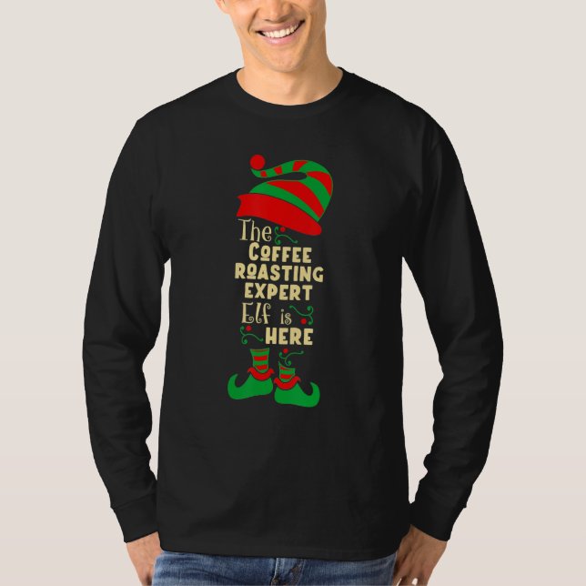 Coffee Roasting Expert Elf Christmas Matching Fami T-Shirt (Front)