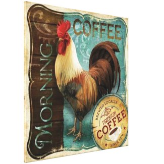 Coffee Rooster Canvas Print