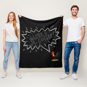 Coffee Rooster Fleece Blanket