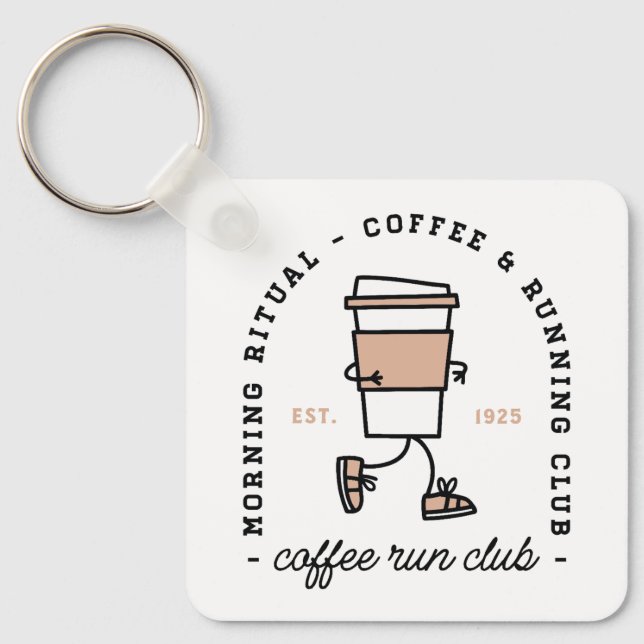 Coffee run club funny running lover keychain (Front)