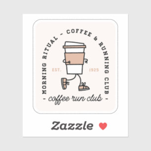 Coffee run club funny running lover sticker