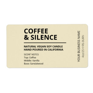 Coffee Scented Tan Colored Candle Labels