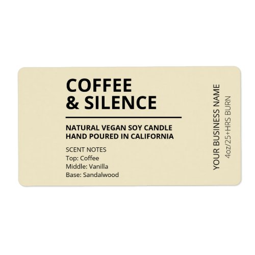 Coffee Scented Tan Colored Candle Labels
