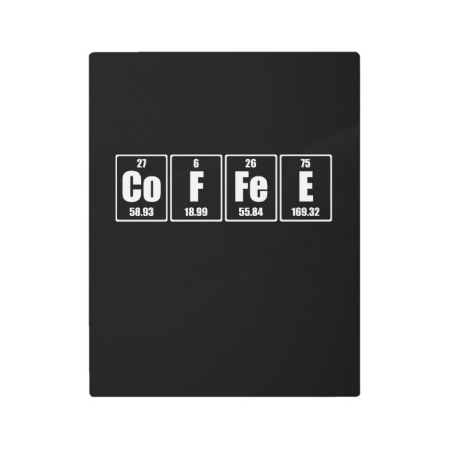 Coffee Science Element Periodic Table Spelling Metal Print (Front)