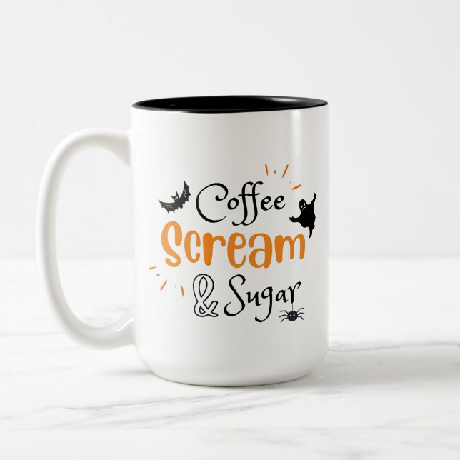 Coffee Scream and Sugar Halloween Two-Tone Coffee Mug (Left)
