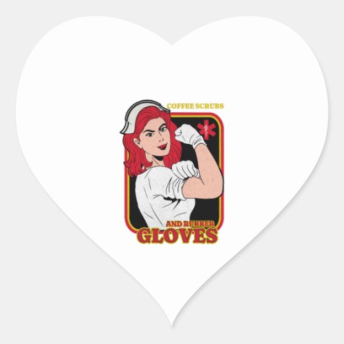 Coffee Scrubs And Rubber Gloves Heart Sticker