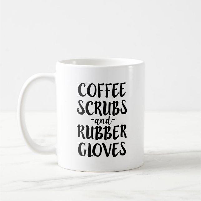 Coffee Scrubs and Rubber Gloves Nurse coffee mug (Left)