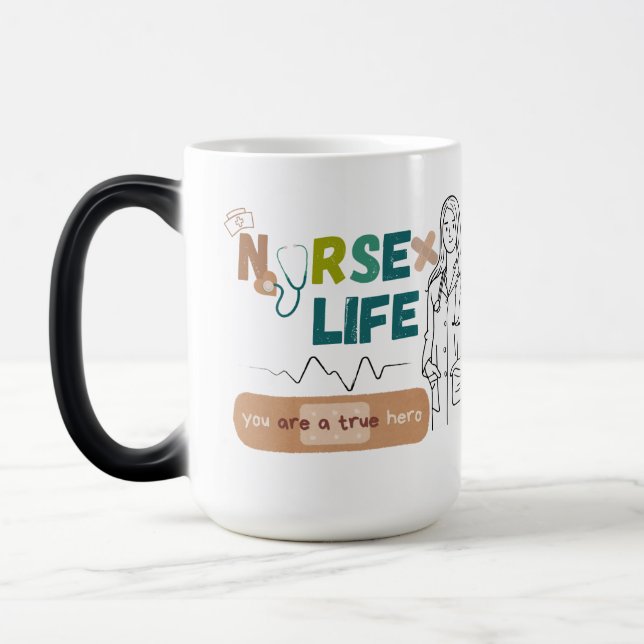 "Coffee, Scrubs, and Saving Lives – Nurse Life Mug (Left)