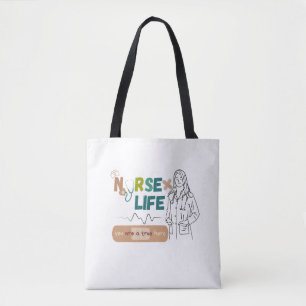 "Coffee, Scrubs, and Saving Lives – Nurse Life Mug Tote Bag