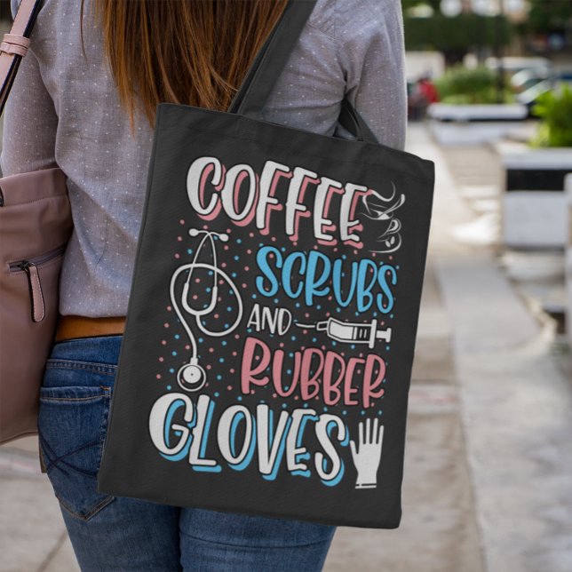 COFFEE SCRUBS RUBBER GLOVES RN Registered Nurse Tote Bag (Creator Uploaded)