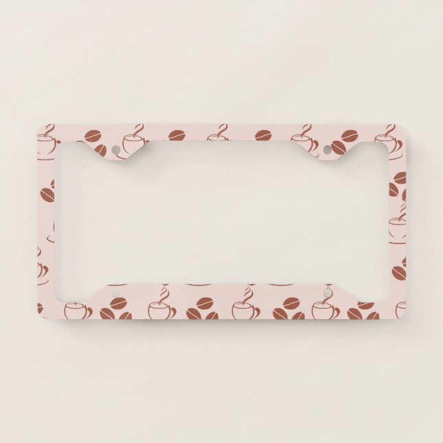 coffee seamless pattern  license plate frame (Front)
