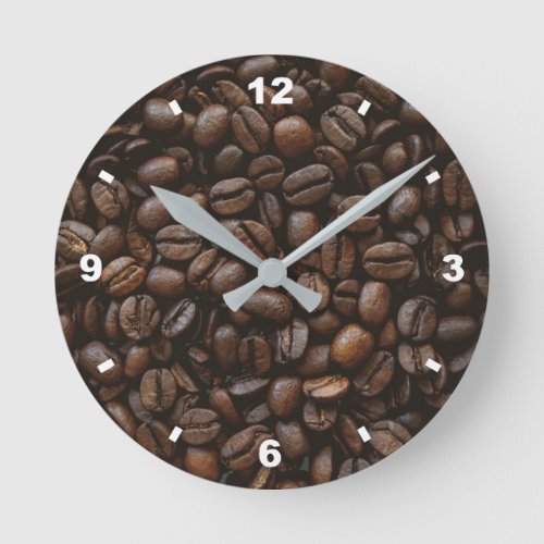 Coffee seeds kitchen round clock